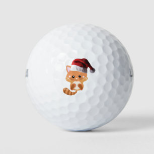Christmas orange tabby kitten golf balls