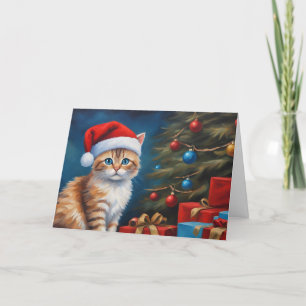 Christmas Orange Tabby Kitten Holiday Card