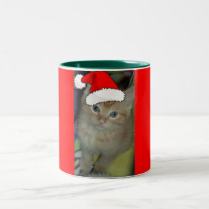 Christmas Orange Tabby Kitten Two-Tone Coffee Mug