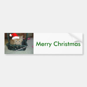 Christmas Orange Tabby Kitty Cat Bumper Sticker