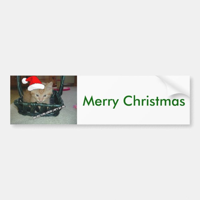 Christmas Orange Tabby Kitty Cat Bumper Sticker (Front)
