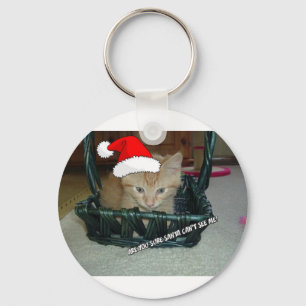 Christmas Orange Tabby Kitty Cat Key Ring