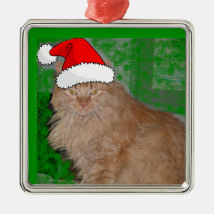 Christmas Orange Tabby Kitty Cat Metal Tree Decoration
