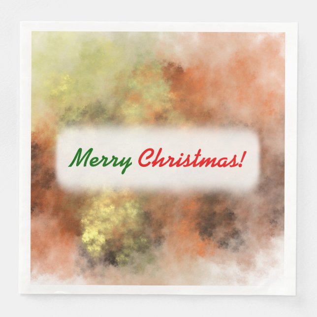 Christmas; Orange, Yellow & Grey Mist-Like Pattern Napkin (Front)