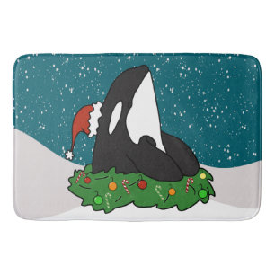 Christmas Orca Bath Mat