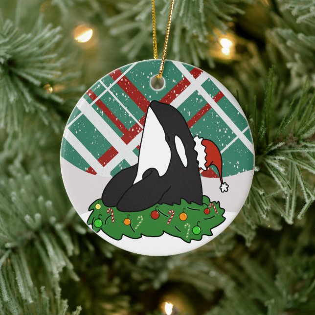 Christmas Orca Ceramic Tree Decoration (Tree)