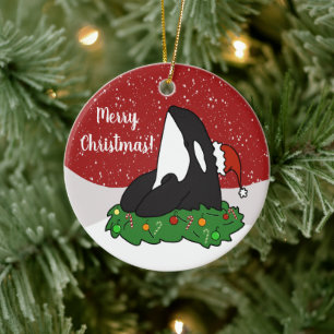 Christmas Orca  Ceramic Tree Decoration