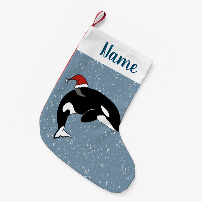 Christmas Orca Killer Whale  Small Christmas Stocking (Front (Hanging))