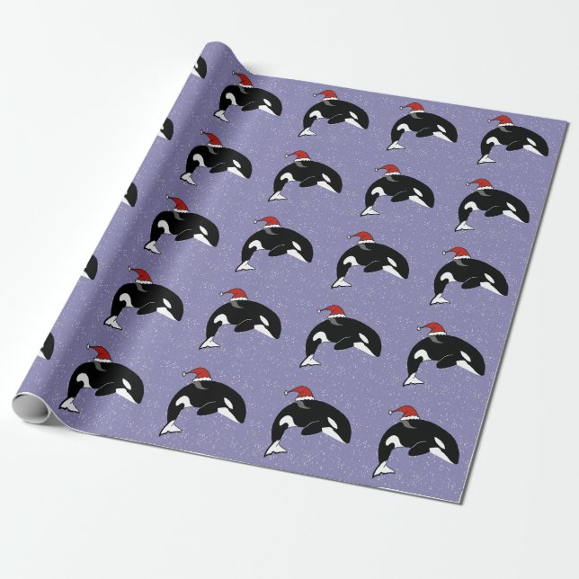 Christmas Orca Killer Whale  Wrapping Paper (Unrolled)