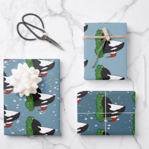 Christmas Orca Killer Whale Wrapping Paper Sheet