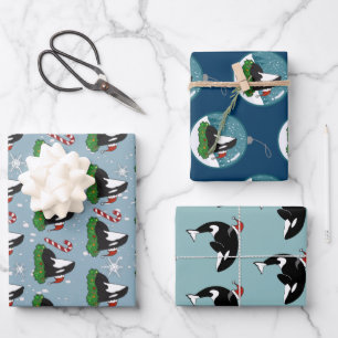 Christmas Orca Killer Whale Wrapping Paper Sheet