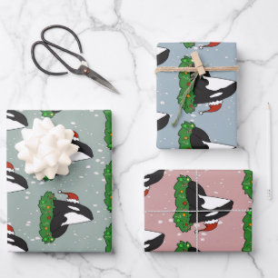 Christmas Orca Killer Whale Wrapping Paper Sheet
