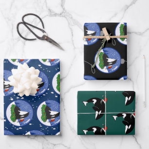 Christmas Orca Killer Whale Wrapping Paper Sheet