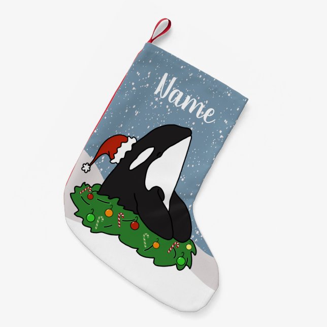 Christmas Orca Small Christmas Stocking (Front (Hanging))