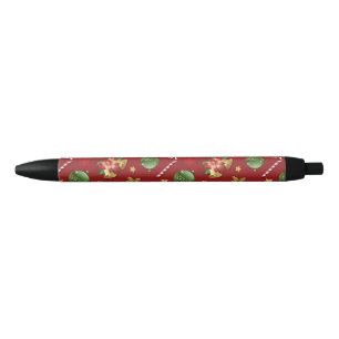 Christmas Ornamant  & Candy Cane Pattern Black Ink Pen