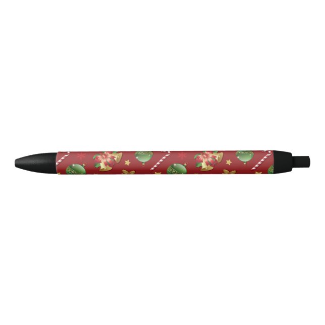 Christmas Ornamant  & Candy Cane Pattern Black Ink Pen (Front)