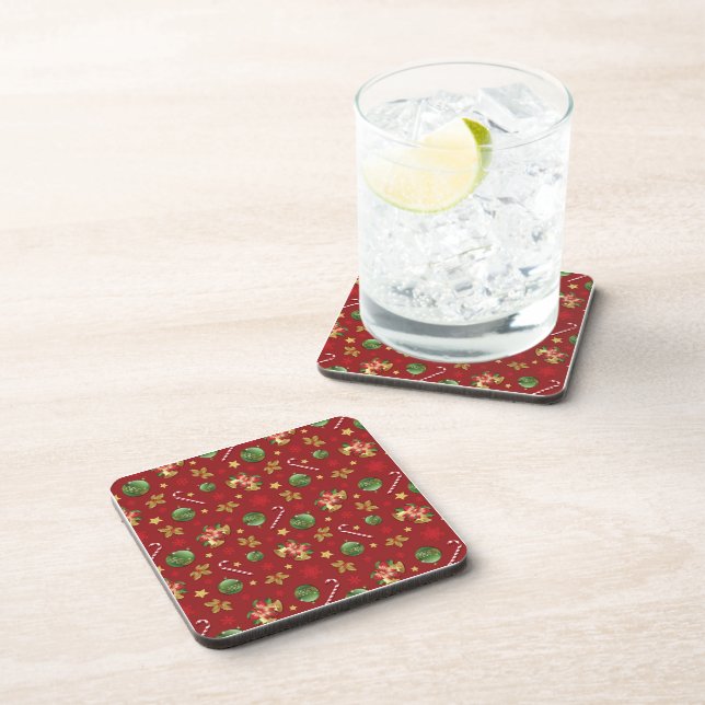 Christmas Ornamant  & Candy Cane Pattern Coaster (Right Side)