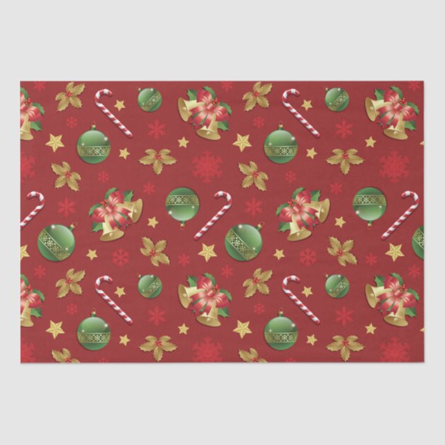 Christmas Ornamant  & Candy Cane Pattern Tissue Paper (Front)