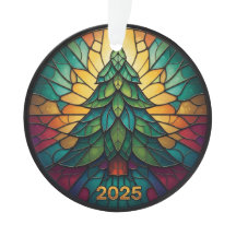 Christmas Ornament 2025 Faux Stained Glass Eff. 1