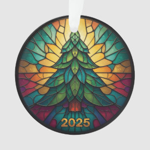 Christmas Ornament 2025 Faux Stained Glass Eff. 1