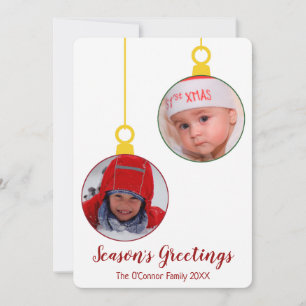 Christmas Ornament, 2 Photo Cutout Holiday Card