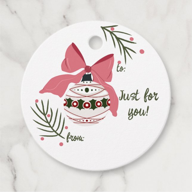 Christmas Ornament and Bow Gift Tag (Front)