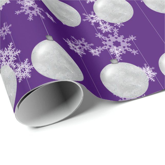 Christmas Ornament And Snowflakes Wrapping Paper (Roll Corner)