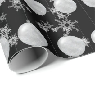 Christmas Ornament And Snowflakes Wrapping Paper