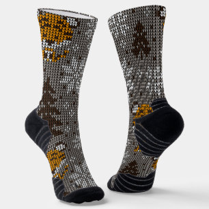 Christmas ornament and Trees Retro classy pattern  Socks