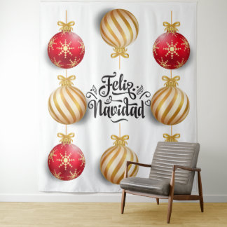Christmas ornament balls backdrop feliz navidad tapestry
