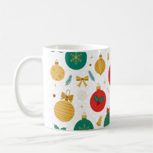 Christmas Ornament Baubles Gold Red Pattern Coffee Mug