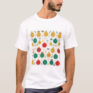 Christmas Ornament Baubles Gold Red Pattern T-Shirt