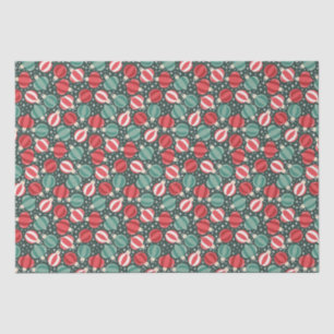 Christmas Ornament Baubles Red Green Tissue Paper