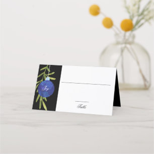 Christmas Ornament Blue Wedding Reception Place Card
