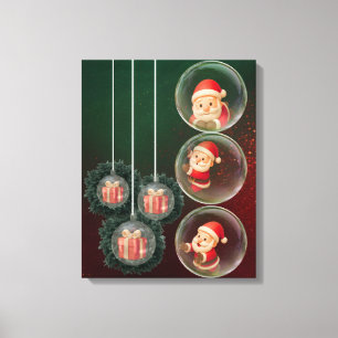 Christmas Ornament Canvas Wall Art – Santa Design