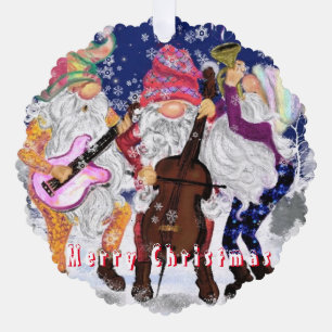Christmas Ornament Card Happy Gnomes Music Band