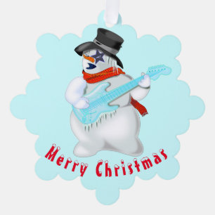 Christmas Ornament Card Snowmans with Guitar