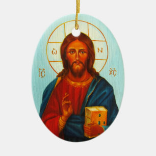 Christmas Ornament, Christ Pantocrator Ceramic Tree Decoration