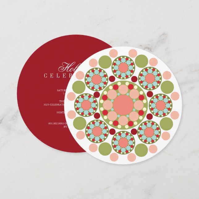 Christmas Ornament Circle Holiday Party Invite (Front/Back)