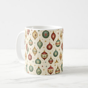 Christmas Ornament Coffee Vintage Holiday Baubles Mug