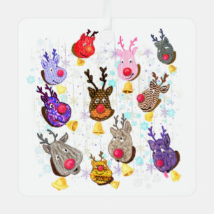 Christmas Ornament Colorful Deers with Bells