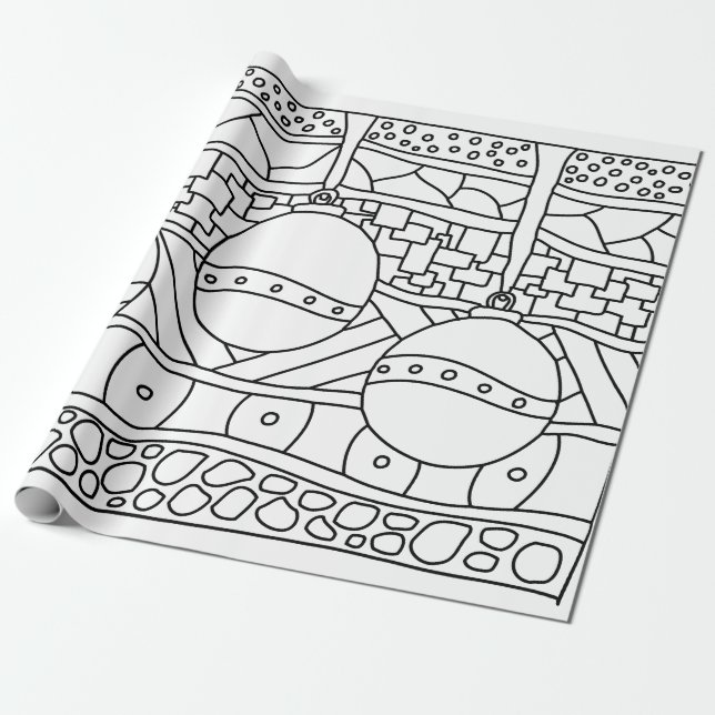 Christmas Ornament Colour Your Own Wrapping Paper (Unrolled)