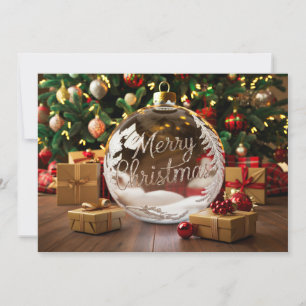 Christmas Ornament Crystal Ball 3 Holiday Card