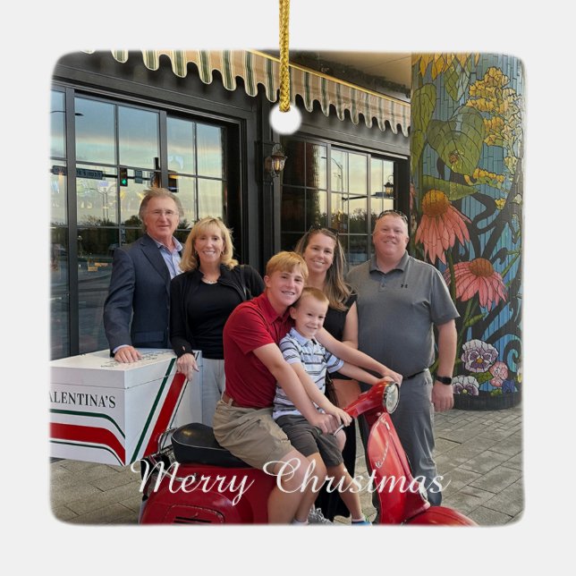 Christmas Ornament-Customise 2 Photos and Text Ceramic Ornament (Back)