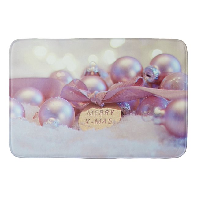 Christmas Ornament Decoration Greeting Bath Mat (Front)