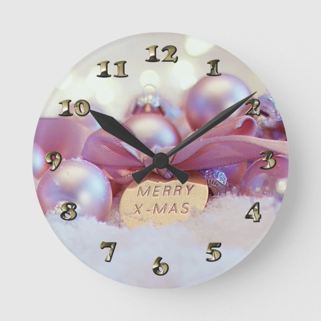 Christmas Ornament Decoration Greeting Round Clock (Front)