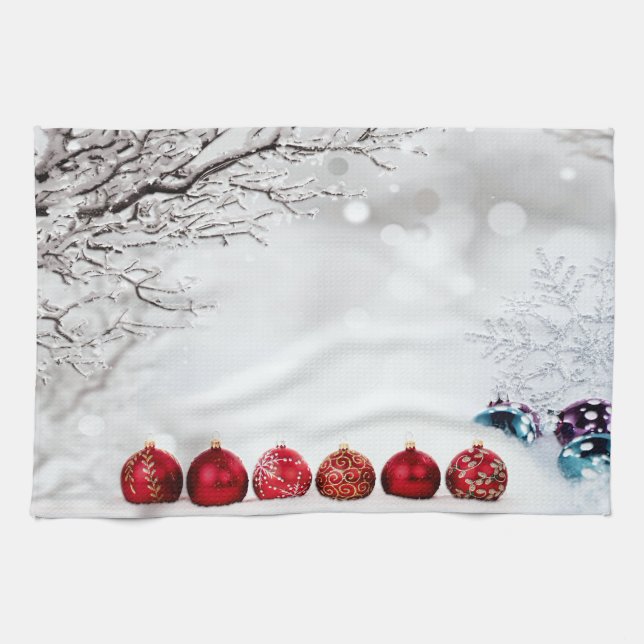 Christmas Ornament Decoration Tea Towel (Horizontal)