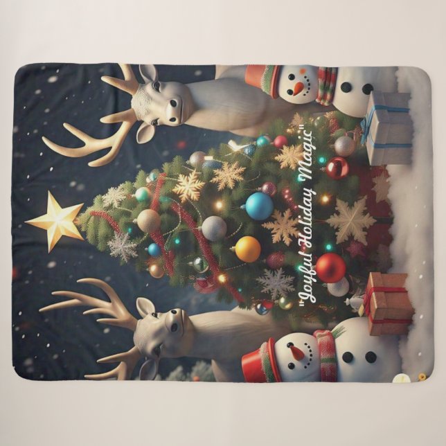 "Christmas Ornament Designs" Sherpa Blanket (Front (Horizontal))