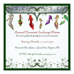 ornament exchange dinner christmas party invitations zazzle uk