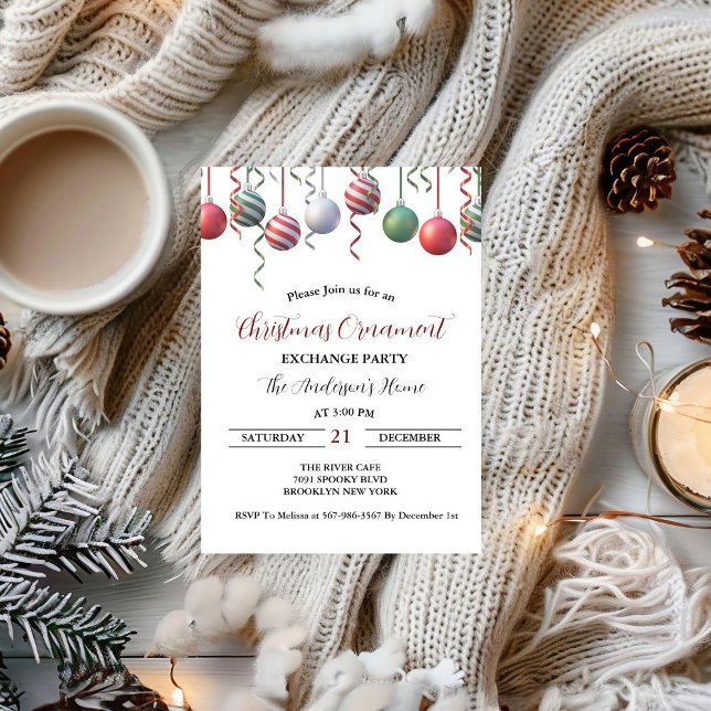 Christmas Ornament Exchange Holiday party  Invitation (Creator Uploaded)